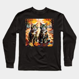 Fall Foliage Cats Long Sleeve T-Shirt